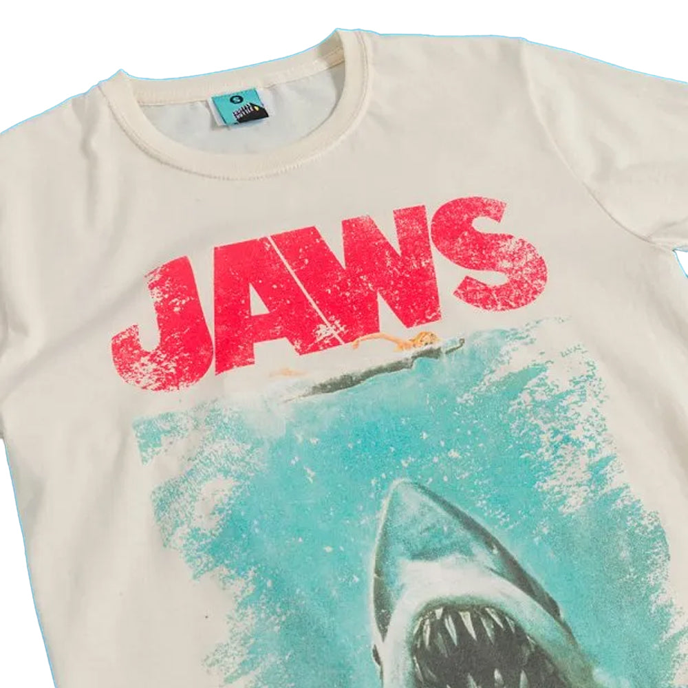 Beige - Side - Jaws Unisex Adult Movie Poster Distressed T-Shirt