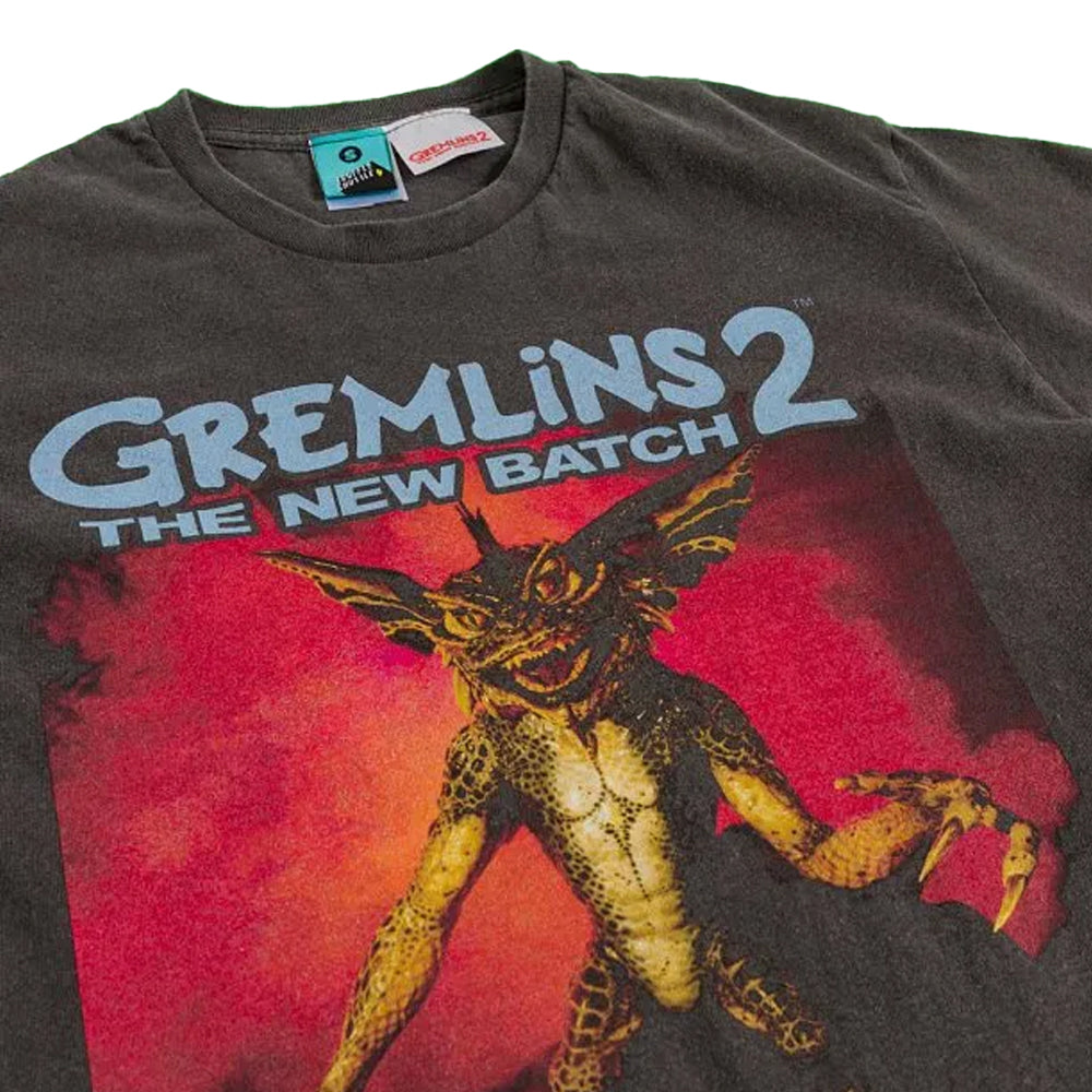 Black-Charcoal - Side - Gremlins 2 Unisex Adult Stripe Vintage Washed T-Shirt