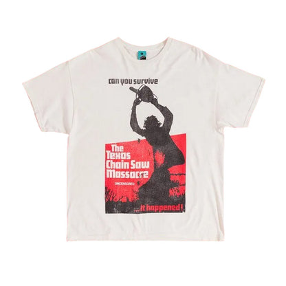 White-Off White - Front - The Texas Chainsaw Massacre Unisex Adult VHS Washed T-Shirt