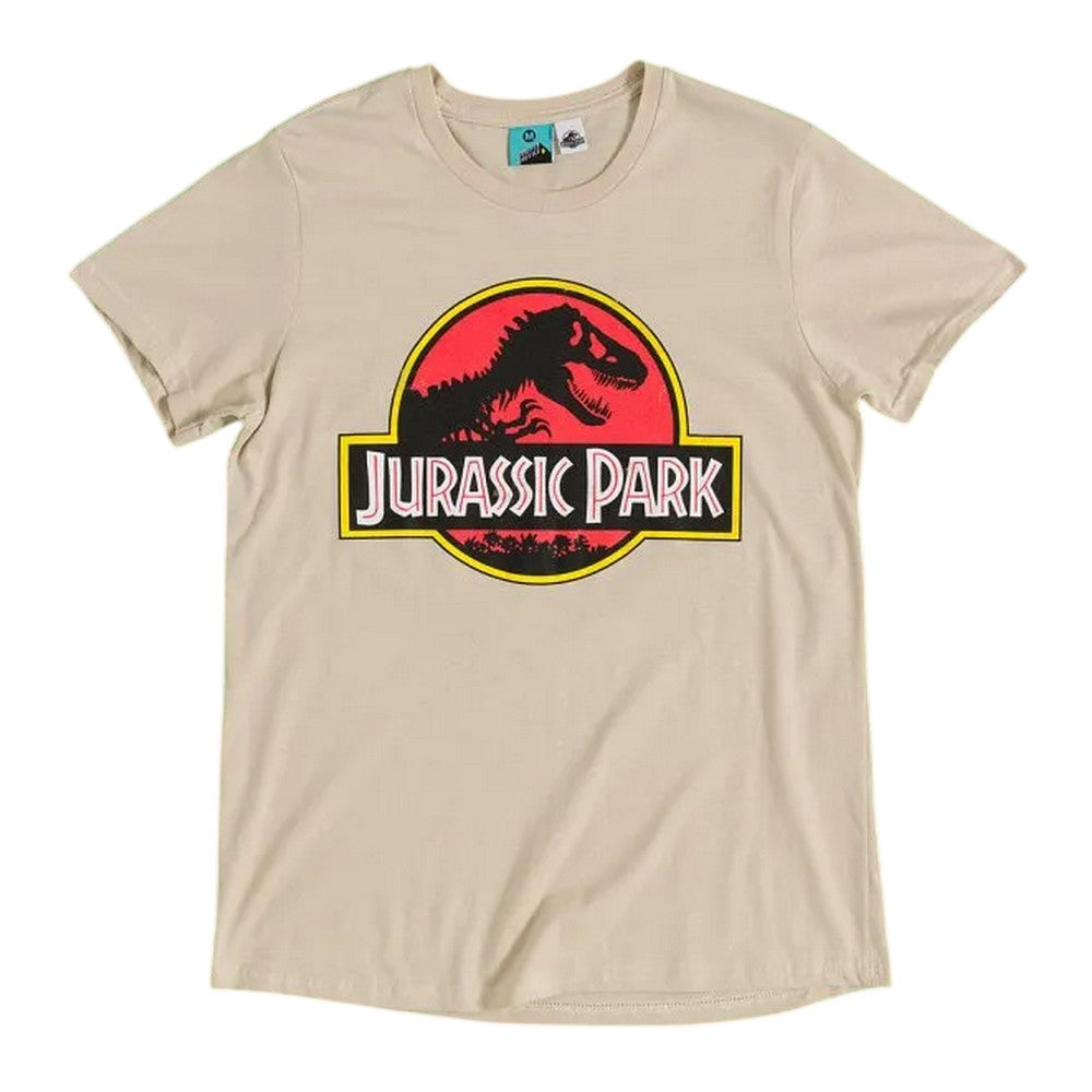 Beige - Front - Jurassic Park Womens-Ladies Classic Logo Fitted T-Shirt