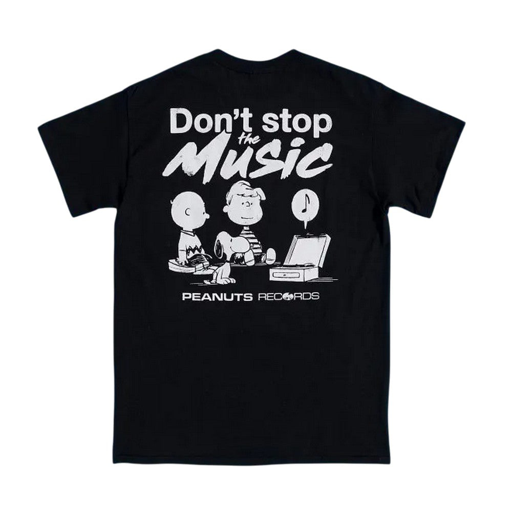 Black-Charcoal - Back - Peanuts Unisex Adult Don´t Stop The Music Snoopy Back Print T-Shirt