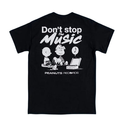 Black-Charcoal - Back - Peanuts Unisex Adult Don´t Stop The Music Snoopy Back Print T-Shirt