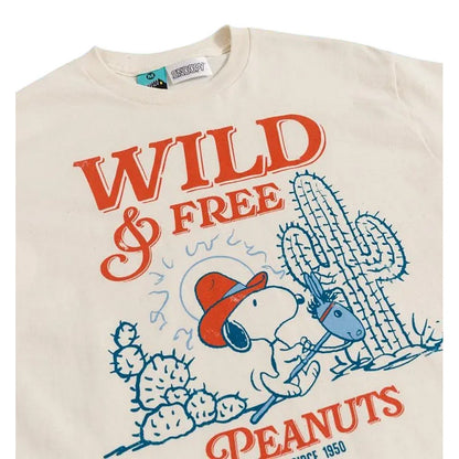White-Off White - Side - Peanuts Unisex Adult Wild And Free Snoopy T-Shirt