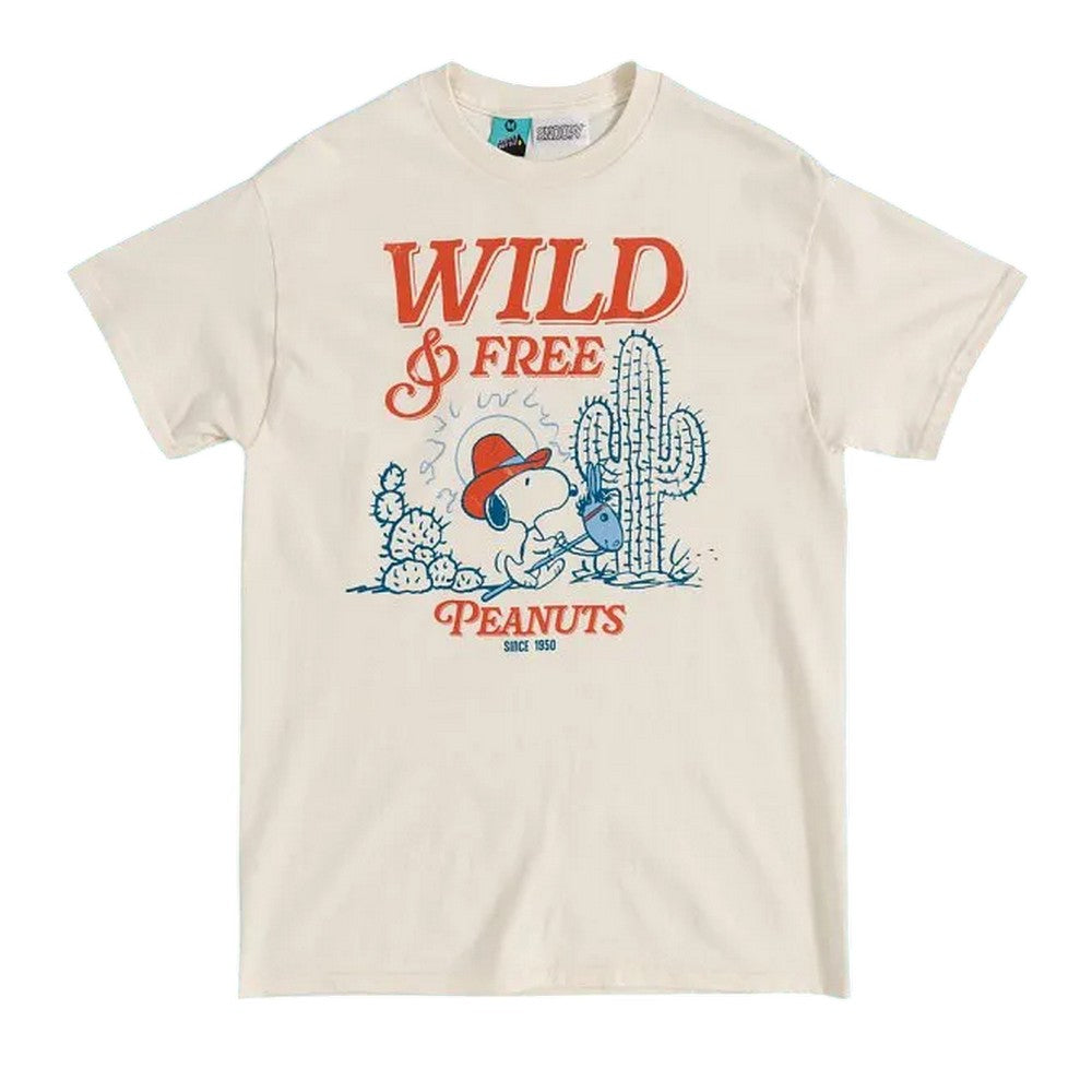 White-Off White - Front - Peanuts Unisex Adult Wild And Free Snoopy T-Shirt