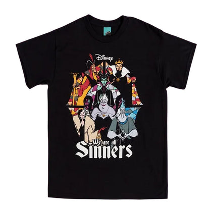 Black-Charcoal - Front - Disney Villains Unisex Adult We Are All Sinners T-Shirt