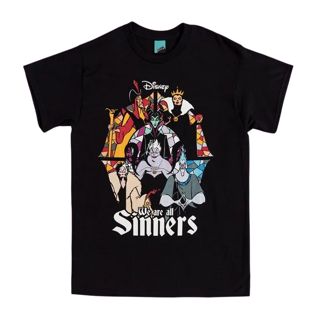 Black-Charcoal - Front - Disney Villains Unisex Adult We Are All Sinners T-Shirt