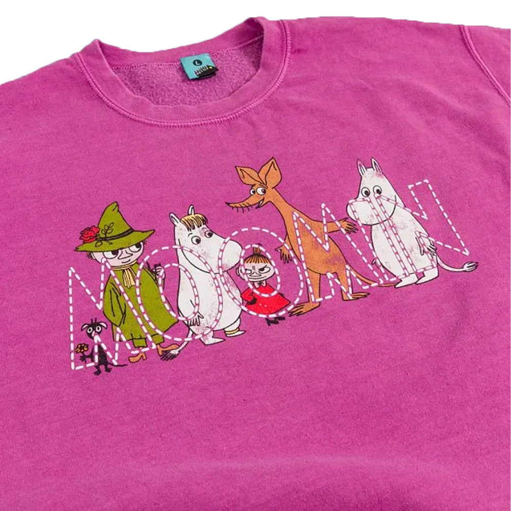 Red - Side - Moomin Unisex Adult Vintage Washed 80th Sweatshirt