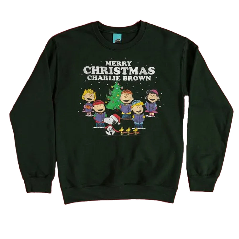 Green - Front - Peanuts Unisex Adult Charlie Brown Christmas Sweatshirt