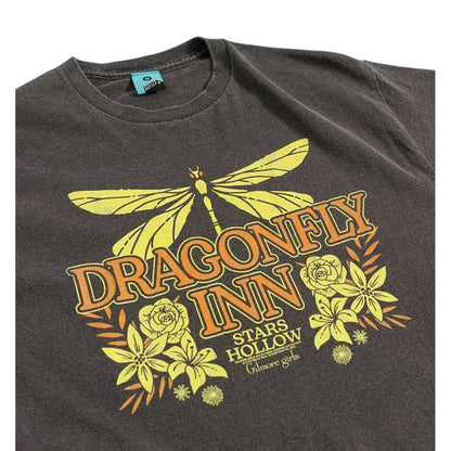Grey - Side - Gilmore Girls Unisex Adult Dragonfly Inn Vintage Washed T-Shirt