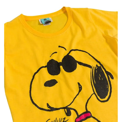 Yellow - Side - Peanuts Unisex Adult Cool Snoopy Fitted T-Shirt