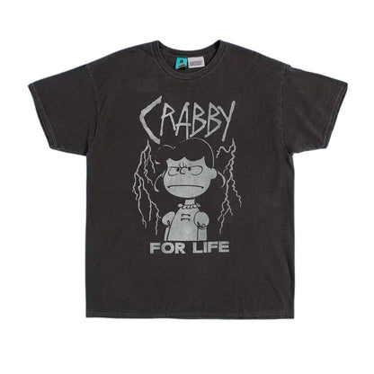 Black-Charcoal - Front - Peanuts Unisex Adult For Life Lucy Van Pelt Vintage Washed T-Shirt