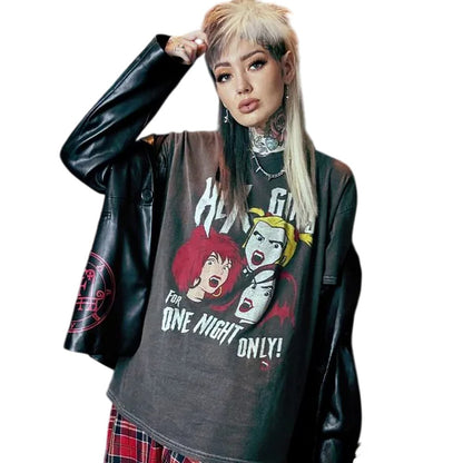 Black-Charcoal - Lifestyle - Hex Girls Unisex Adult For One Night Only Vintage Washed T-Shirt