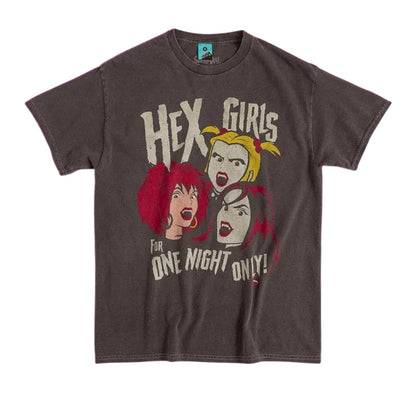 Black-Charcoal - Front - Hex Girls Unisex Adult For One Night Only Vintage Washed T-Shirt
