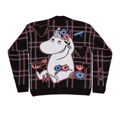 Black - Back - Moomin Unisex Adult In Love Checked 80th Cardigan