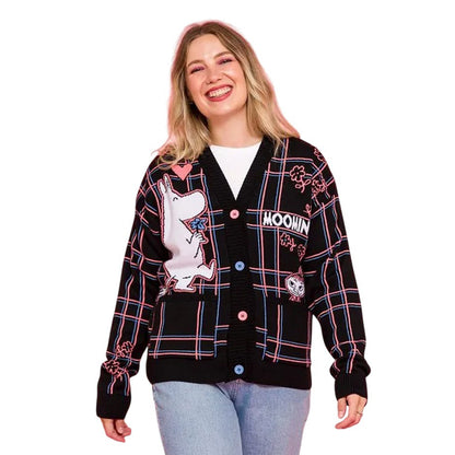 Black - Lifestyle - Moomin Unisex Adult In Love Checked 80th Cardigan