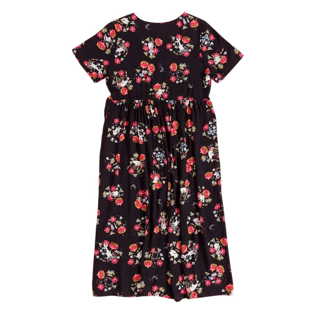 Black - Back - Moomin Womens-Ladies Floral All-Over Print Midi Dress