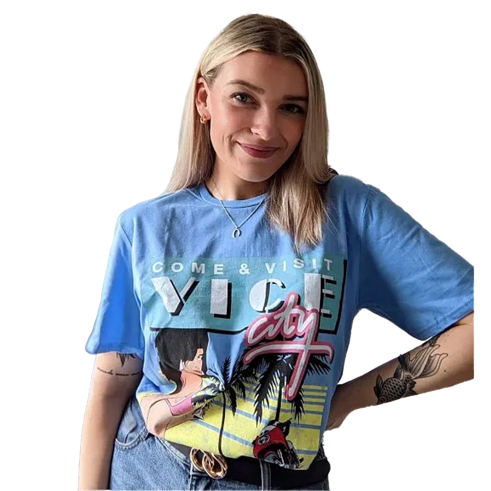 Blue - Lifestyle - Grand Theft Auto Unisex Adult Come and Visit Vice City T-Shirt