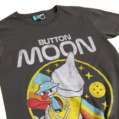 Charcoal - Side - Button Moon Unisex Adult Spaceship T-Shirt