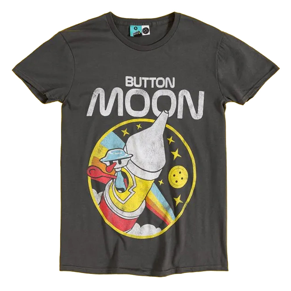 Charcoal - Front - Button Moon Unisex Adult Spaceship T-Shirt