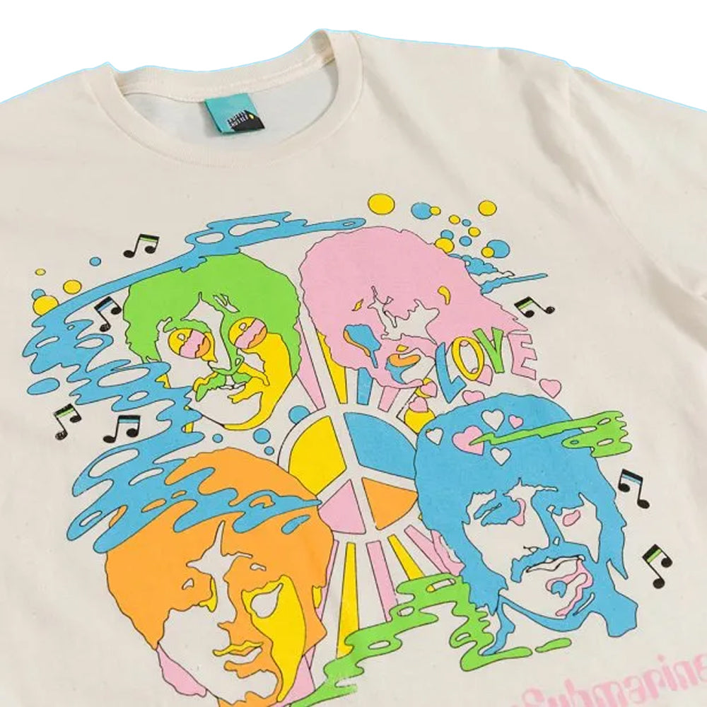 Off White - Side - The Beatles Unisex Adult Yellow Submarine Psychedelic T-Shirt