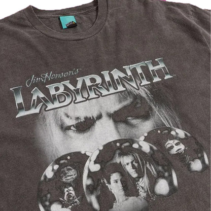 Black - Side - Labyrinth Unisex Adult Jareth The Goblin King Crystal Ball Vintage Wash T-Shirt
