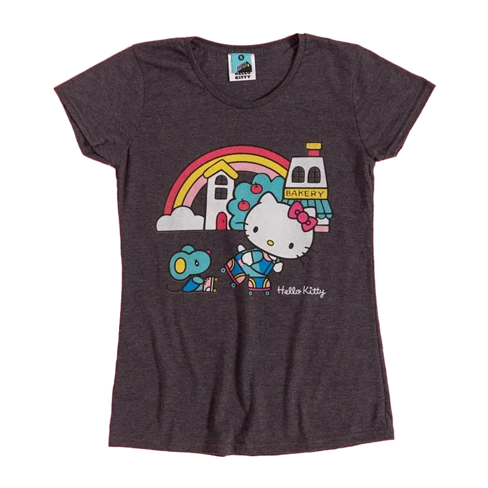 Grey - Front - Hello Kitty Womens-Ladies Fine Day Fitted T-Shirt