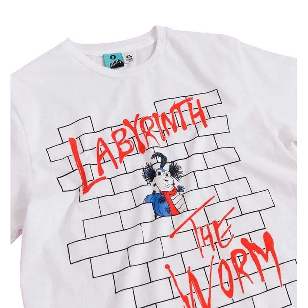 White - Side - Labyrinth Unisex Adult The Worm Wall Parody T-Shirt