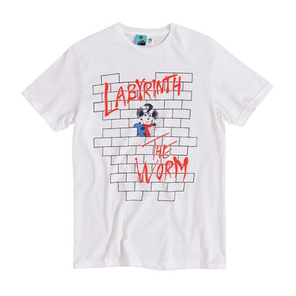 White - Front - Labyrinth Unisex Adult The Worm Wall Parody T-Shirt