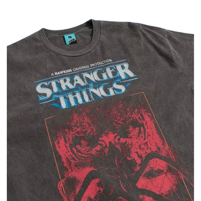 Black - Side - Stranger Things Unisex Adult One Last Strange Adventure Vintage Wash T-Shirt