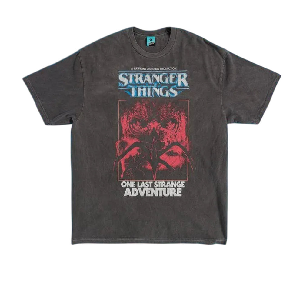 Black - Front - Stranger Things Unisex Adult One Last Strange Adventure Vintage Wash T-Shirt
