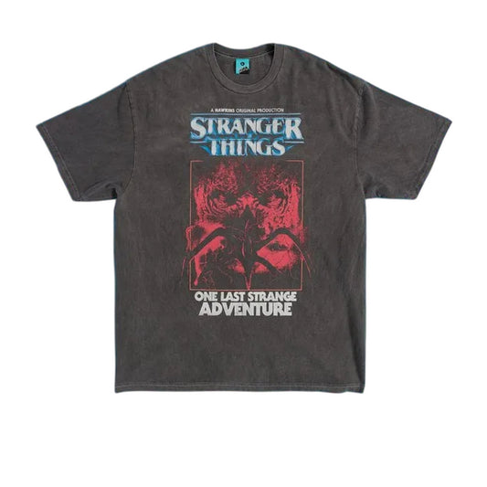 Black - Front - Stranger Things Unisex Adult One Last Strange Adventure Vintage Wash T-Shirt