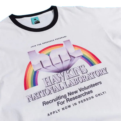 White - Side - Stranger Things Unisex Adult Hawkins National Laboratory T-Shirt