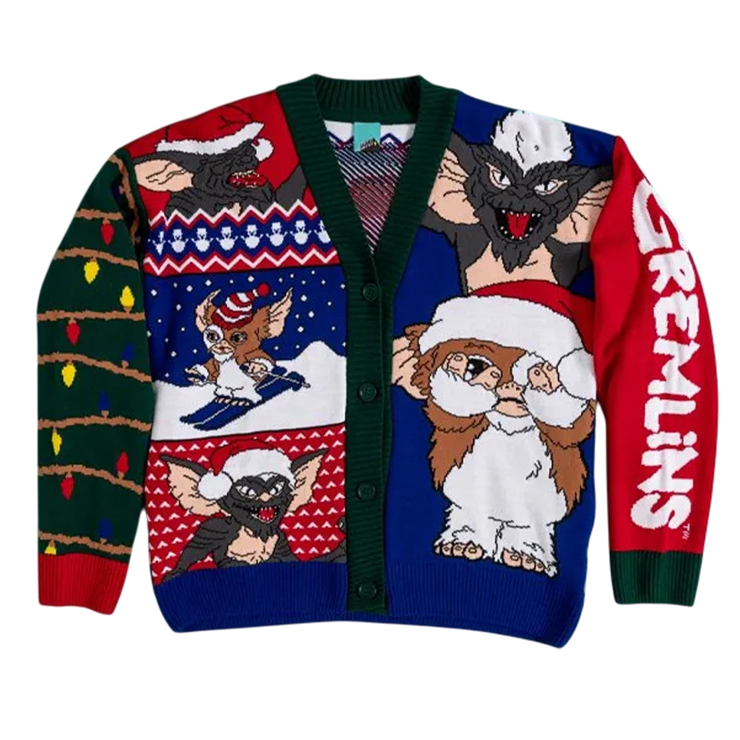 Multicoloured - Front - Gremlins Womens-Ladies Knitted Christmas Cardigan