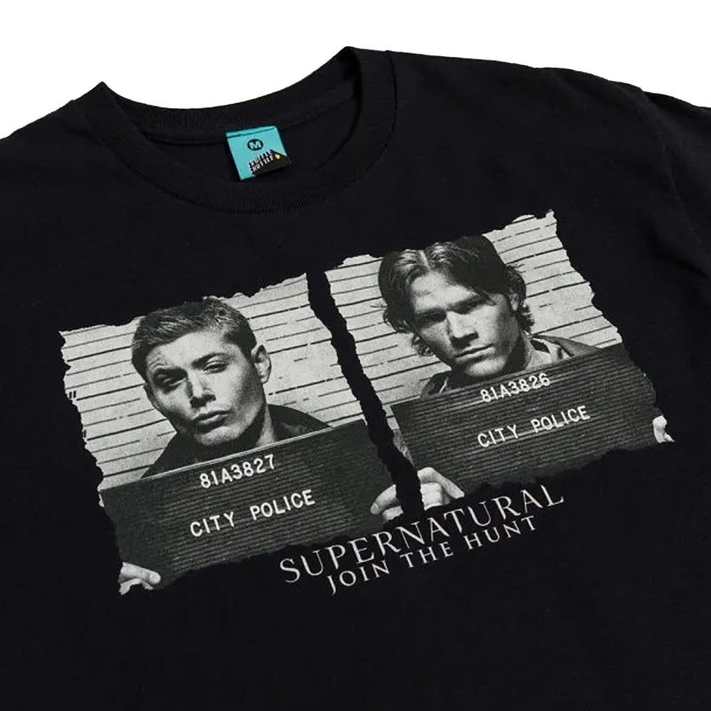 Charcoal - Side - Supernatural Unisex Adult Sam & Dean Mugshot T-Shirt