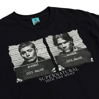 Charcoal - Side - Supernatural Unisex Adult Sam & Dean Mugshot T-Shirt