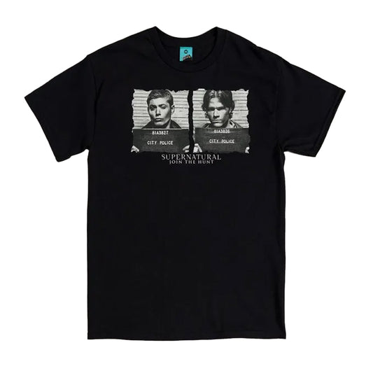 Charcoal - Front - Supernatural Unisex Adult Sam & Dean Mugshot T-Shirt