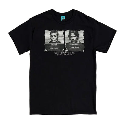 Charcoal - Front - Supernatural Unisex Adult Sam & Dean Mugshot T-Shirt