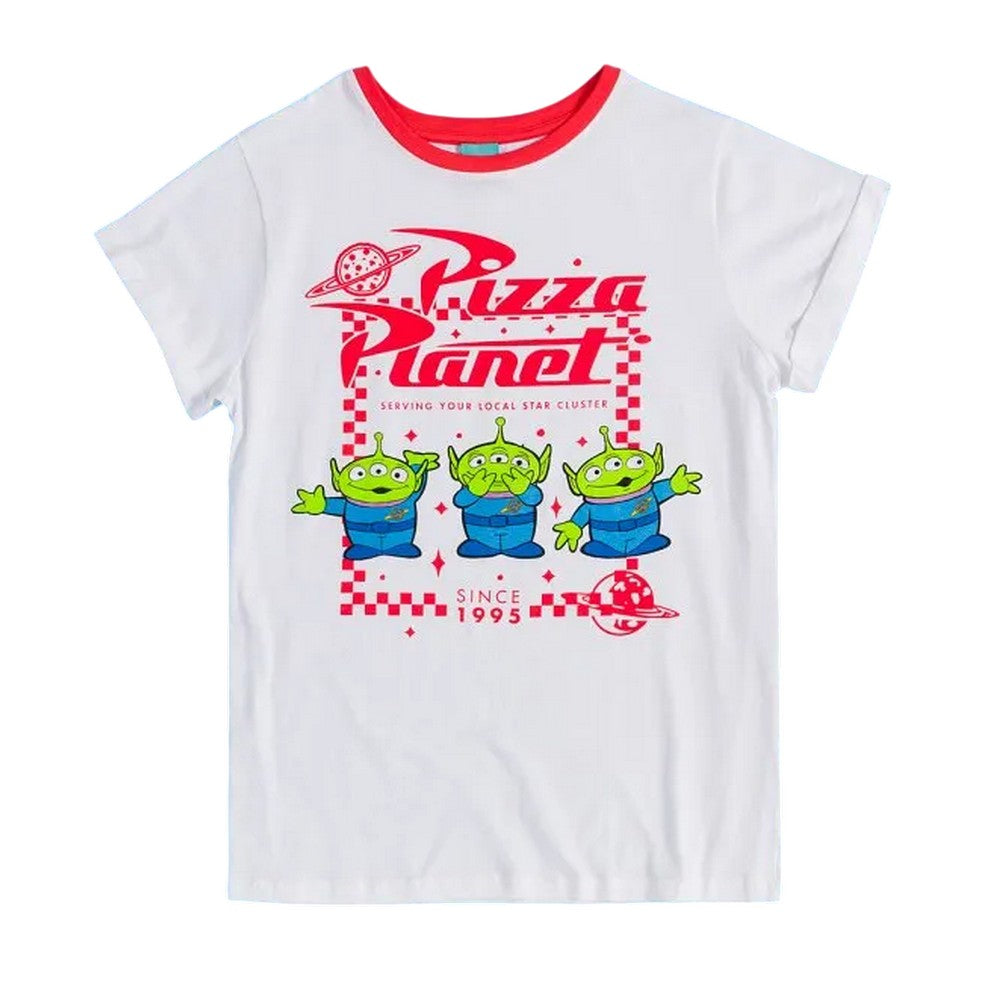 White-Red - Back - Toy Story Womens-Ladies Pizza Planet Aliens Pyjama Set