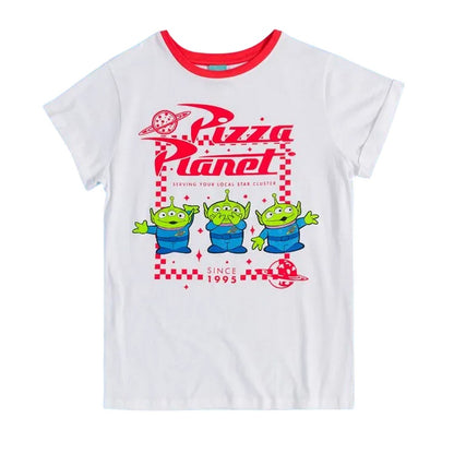 White-Red - Back - Toy Story Womens-Ladies Pizza Planet Aliens Pyjama Set