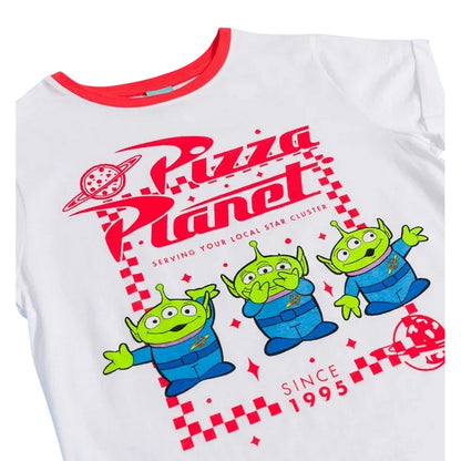 White-Red - Lifestyle - Toy Story Womens-Ladies Pizza Planet Aliens Pyjama Set