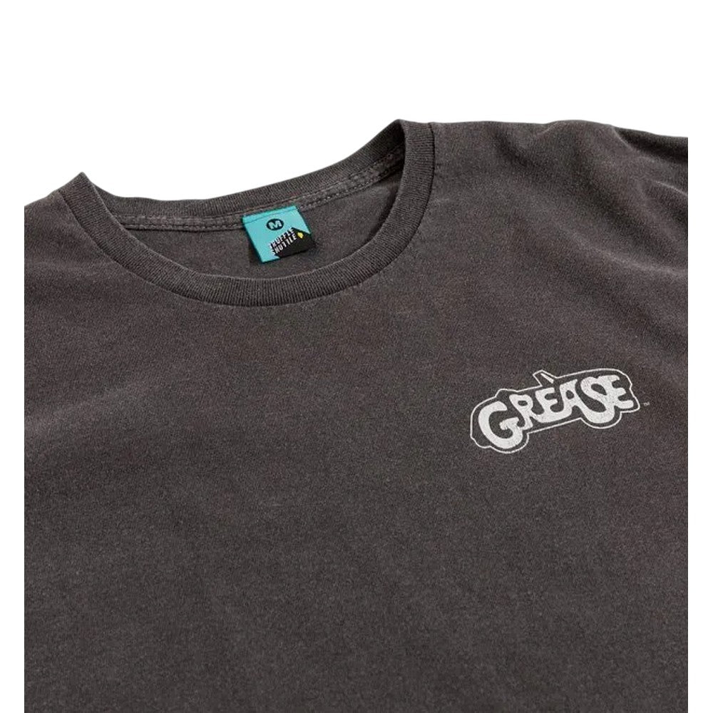 Charcoal - Side - Grease Unisex Adult T-Birds Back Print Washed T-Shirt