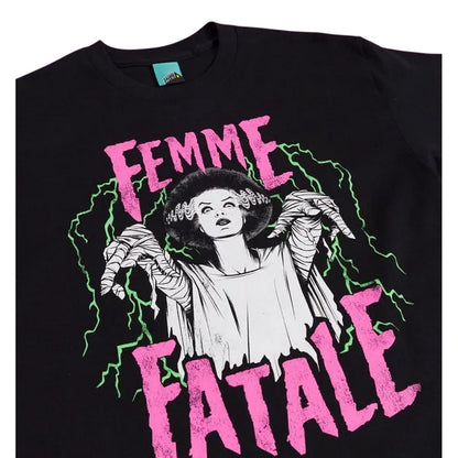 Black - Side - The Bride Of Frankenstein Unisex Adult Femme Fatale T-Shirt