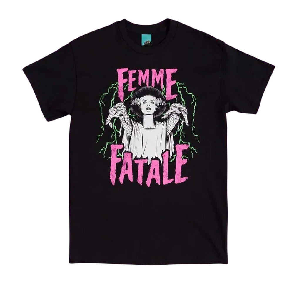 Black - Front - The Bride Of Frankenstein Unisex Adult Femme Fatale T-Shirt