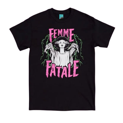 Black - Front - The Bride Of Frankenstein Unisex Adult Femme Fatale T-Shirt