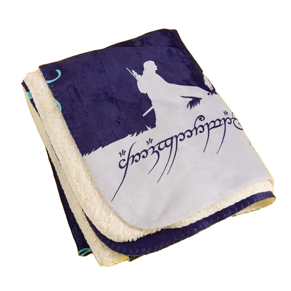 Deep Blue - Back - The Lord Of The Rings Door Of Durin Fleece Blanket