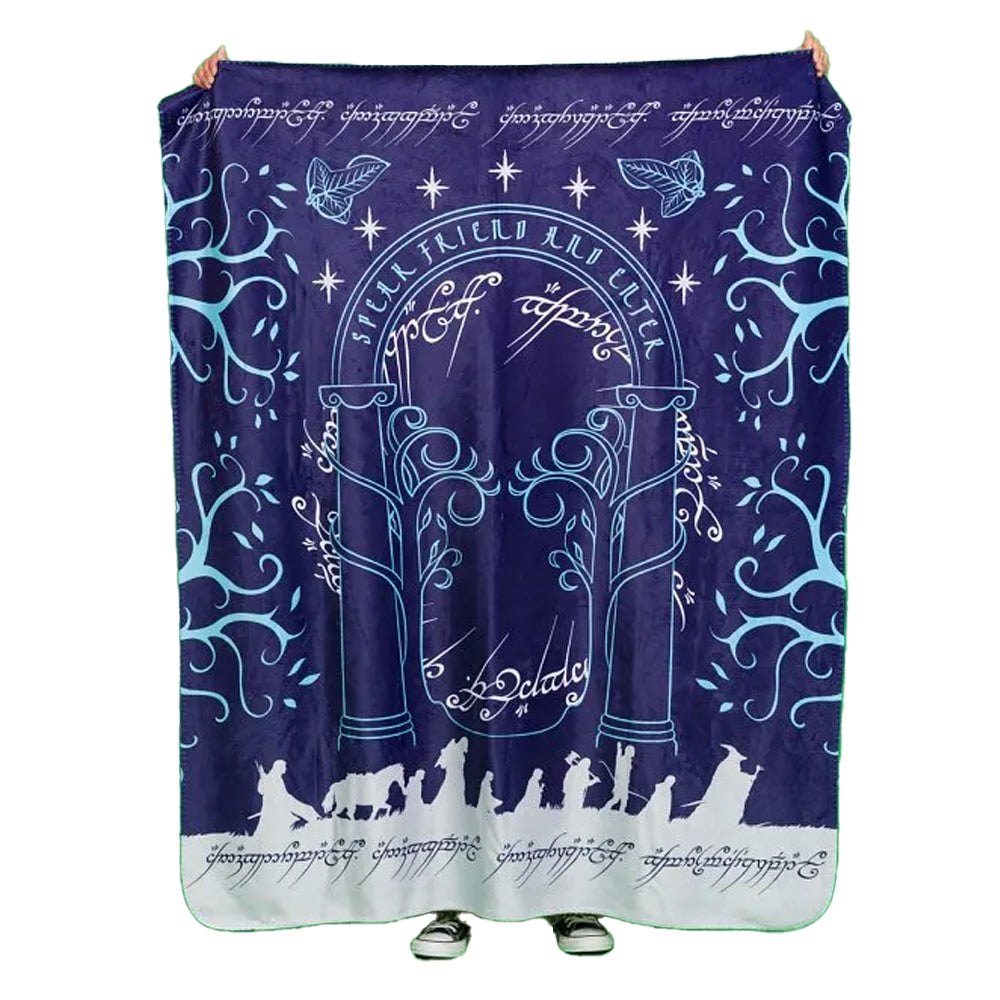 Deep Blue - Front - The Lord Of The Rings Door Of Durin Fleece Blanket