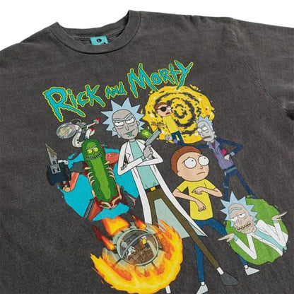 Charcoal - Side - Rick And Morty Unisex Adult Vintage Wash T-Shirt