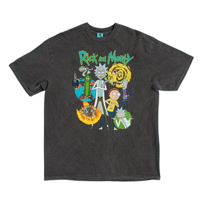 Charcoal - Front - Rick And Morty Unisex Adult Vintage Wash T-Shirt