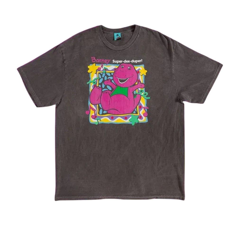 Charcoal - Front - Barney Unisex Adult Super Dee Duper T-Shirt