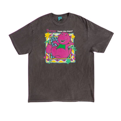 Charcoal - Front - Barney Unisex Adult Super Dee Duper T-Shirt